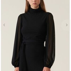 Ganni Black Mesh Top